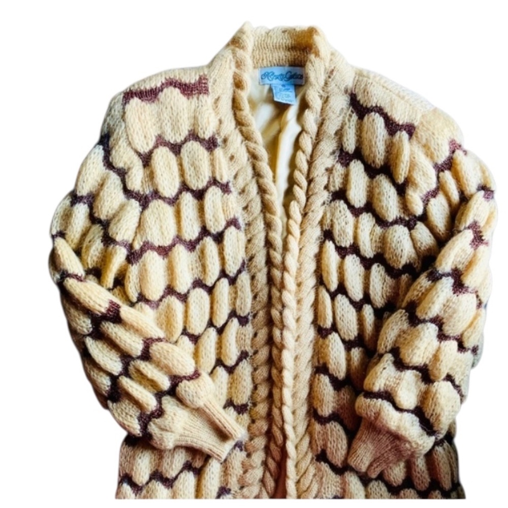 🛑 SOLD ‼️ VINTAGE ALEXA GRACE WOMENS MEDIUM BROWN & GOLDEN WOOL MOHAIR SWEATER